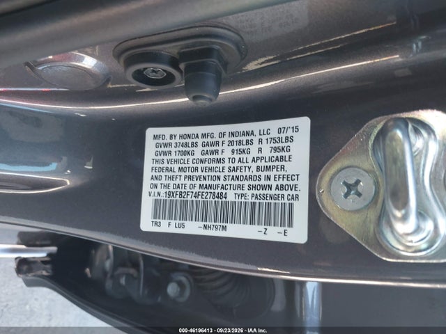 Продаж на аукціоні авто 2015 Honda Civic Se, vin: 19XFB2F74FE278484, номер лоту: 46196413