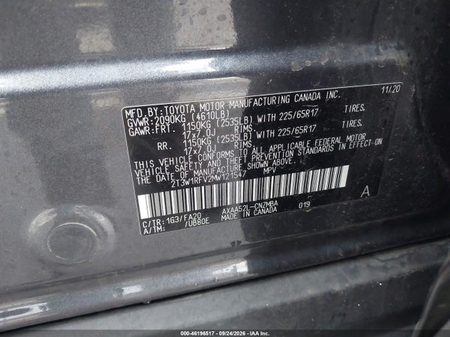 46196517 :رقم المزاد ، 2T3W1RFV2MW121547 vin ، 2021 Toyota Rav4 Xle مزاد بيع