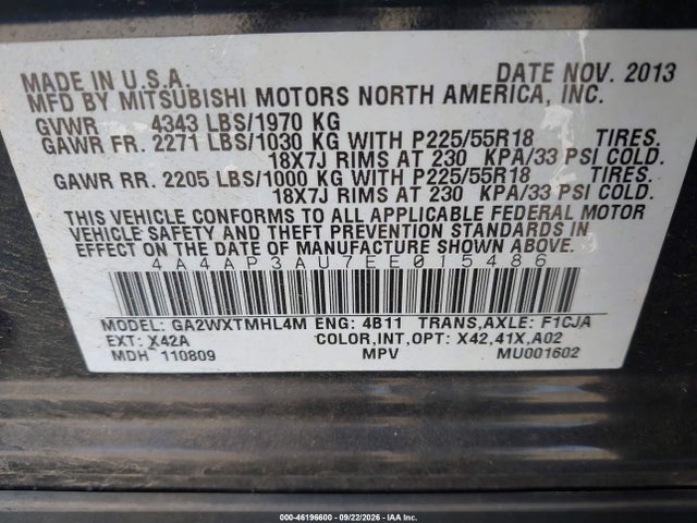 Продаж на аукціоні авто 2014 Mitsubishi Outlander Sport Es, vin: 4A4AP3AU7EE015486, номер лоту: 46196600