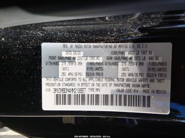 2021 Mazda Cx-30 Premium მანქანა იყიდება აუქციონზე, vin: 3MVDMBDM4MM218667, აუქციონის ნომერი: 46196665