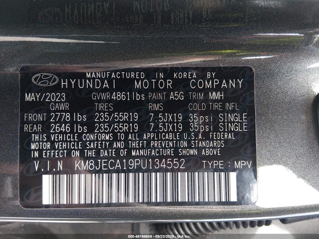 KM8JECA19PU134552 Hyundai Tucson Hybrid Limited