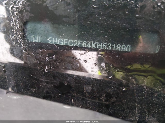 46196756 :رقم المزاد ، 2HGFC2F64KH531890 vin ، 2019 Honda Civic Lx مزاد بيع