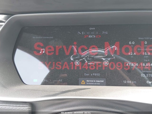 46196757 :رقم المزاد ، 5YJSA1H48FF095744 vin ، 2015 Tesla Model S 85d/p85d/p90d مزاد بيع