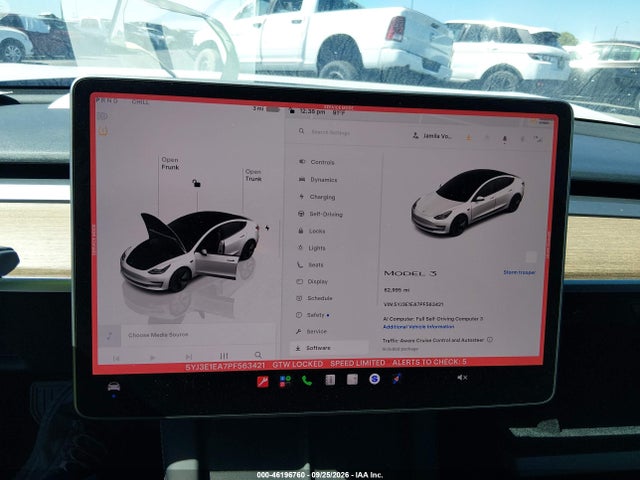 46196760 :رقم المزاد ، 5YJ3E1EA7PF563421 vin ، 2023 Tesla Model 3 Rear-wheel Drive مزاد بيع