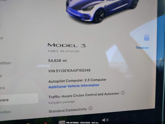 Aukcja sprzedaży 2018 Tesla Modelo 3 Long Range/mid Range, vin: 5YJ3E1EA4JF158348, numer aukcji: 46196806