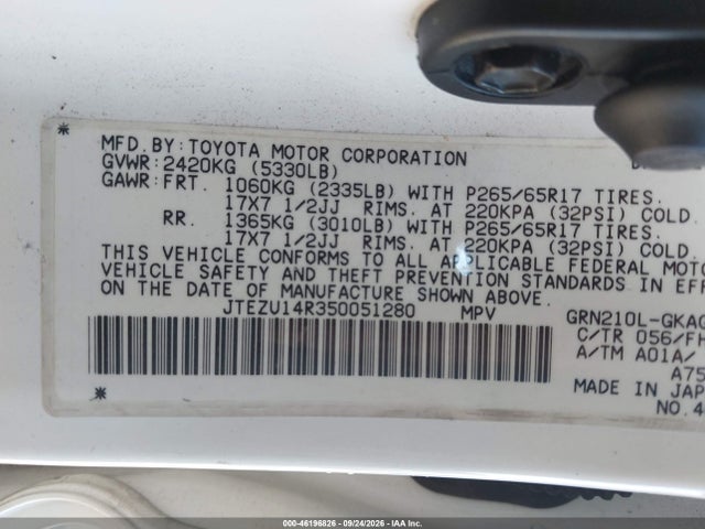 Продаж на аукціоні авто 2005 Toyota 4runner Sr5 Sport V6, vin: JTEZU14R350051280, номер лоту: 46196826