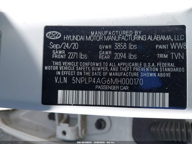 Hyundai Elantra Limited 2021 5NPLP4AG6MH000170 Image 9