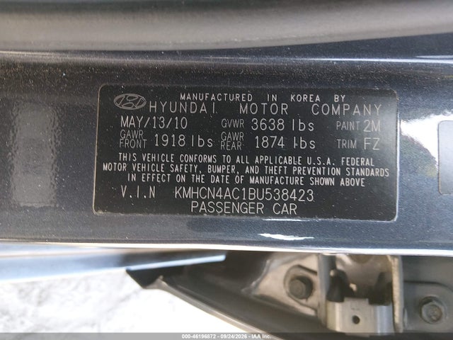 Aukcja sprzedaży 2011 Hyundai Accent Gls, vin: KMHCN4AC1BU538423, numer aukcji: 46196872