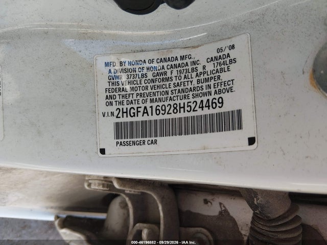 Продажа на аукционе авто 2008 Honda Civic Ex-l, vin: 2HGFA16928H524469, номер лота: 46196882