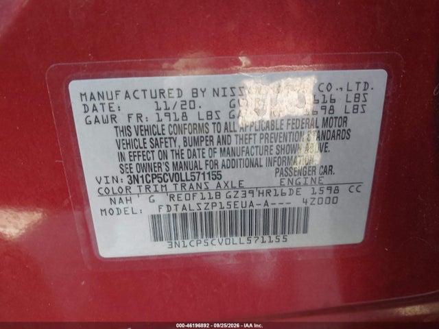 3N1CP5CV0LL571155 Nissan Kicks Sv Xtronic Cvt
