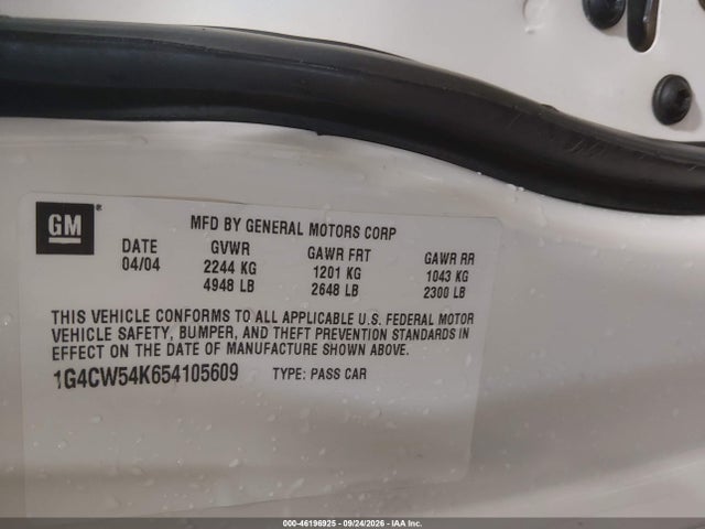 46196925 :رقم المزاد ، 1G4CW54K654105609 vin ، 2005 Buick Park Avenue مزاد بيع