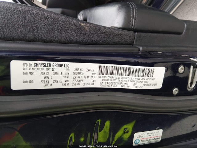 Продажа на аукционе авто 2012 Dodge Durango Crew, vin: 1C4RDHDG7CC334871, номер лота: 46196941