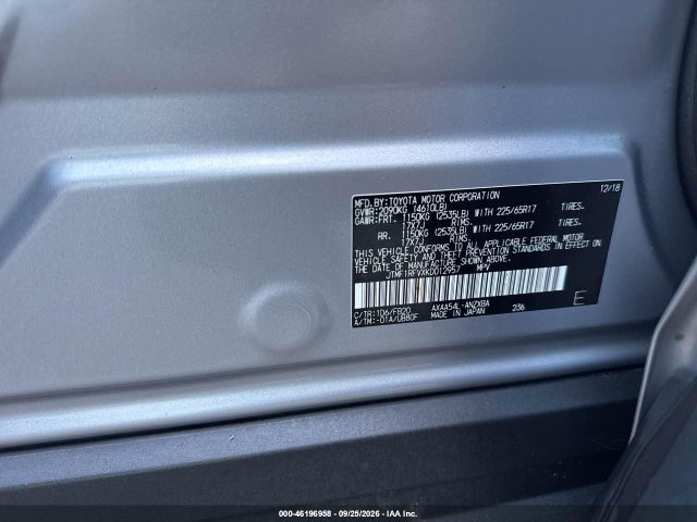 46196958 :رقم المزاد ، JTMF1RFVXKD012957 vin ، 2019 Toyota Rav4 Le مزاد بيع