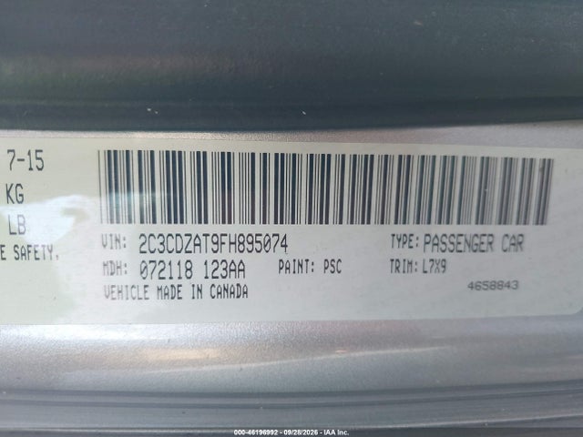 Dodge Challenger R/t 2015 2C3CDZAT9FH895074 Image 9