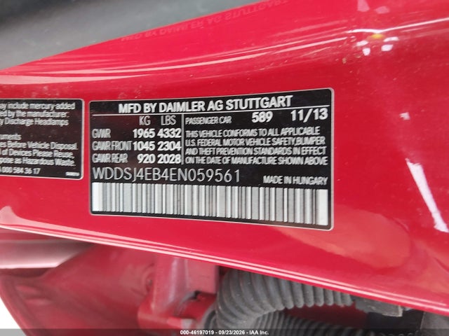 46197019 :رقم المزاد ، WDDSJ4EB4EN059561 vin ، 2014 Mercedes-benz Cla 250 مزاد بيع