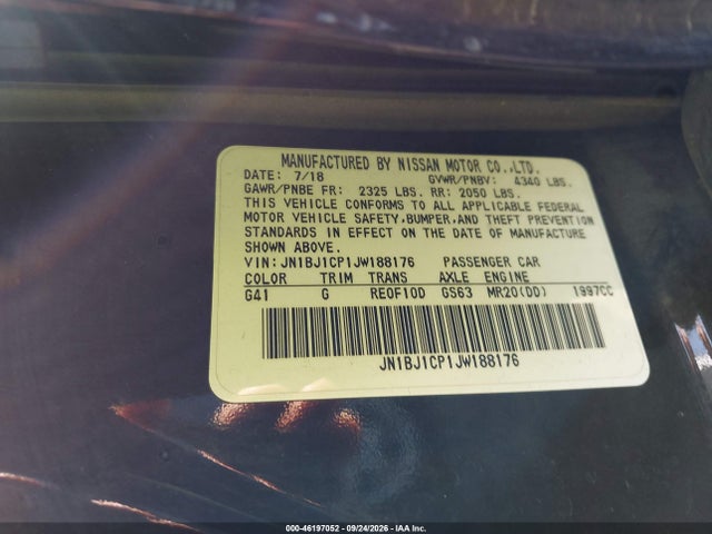 Aukcja sprzedaży 2018 Nissan Rogue Sport Sv, vin: JN1BJ1CP1JW188176, numer aukcji: 46197052