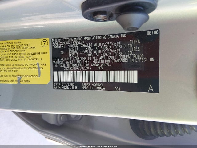 Aukcja sprzedaży 2007 Lexus Rx 350, vin: 2T2HK31UX7C023944, numer aukcji: 46197065