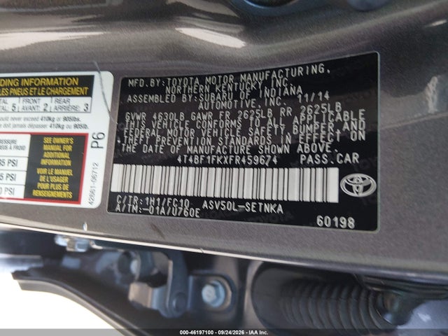 Toyota CAMRY LE 2015 4T4BF1FKXFR459674 Image 9