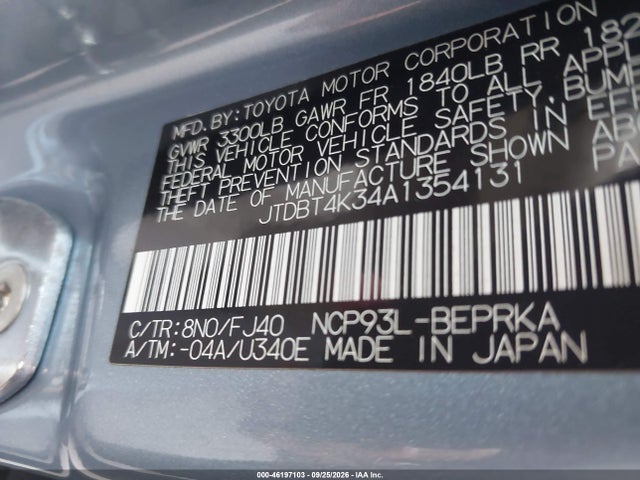 Продажа на аукционе авто 2010 Toyota Yaris, vin: JTDBT4K34A1354131, номер лота: 46197103