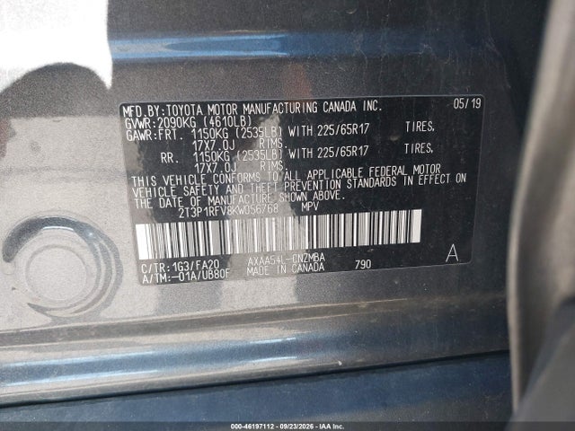 2019 Toyota Rav4 Xle მანქანა იყიდება აუქციონზე, vin: 2T3P1RFV8KW056768, აუქციონის ნომერი: 46197112