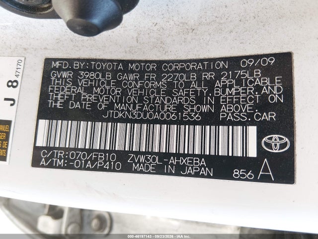 Aukcja sprzedaży 2010 Toyota Prius Ii, vin: JTDKN3DU0A0061536, numer aukcji: 46197143