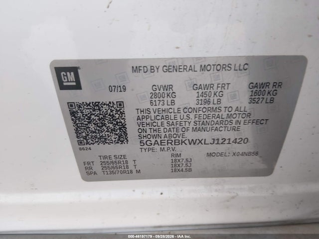 Aukcja sprzedaży 2020 Buick Enclave Fwd Essence, vin: 5GAERBKWXLJ121420, numer aukcji: 46197179