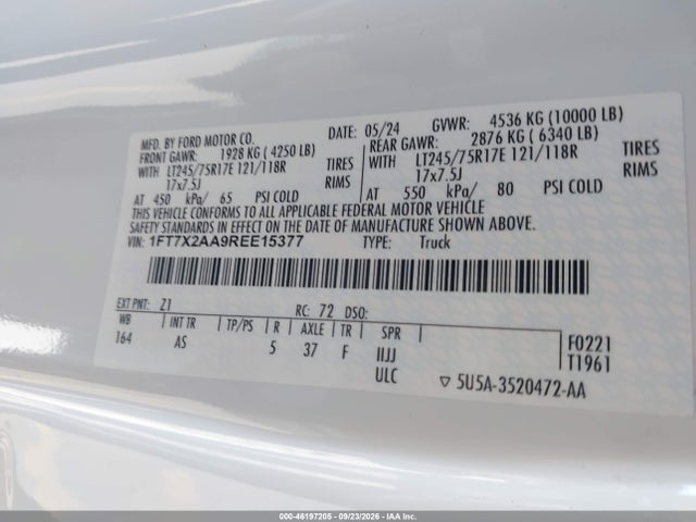 Ford F-250 Xl 2024 1FT7X2AA9REE15377 Image 9