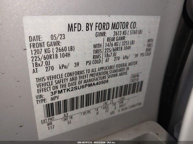 3FMTK2SU6PMA40508 Ford Mustang Mach-e California Route 1