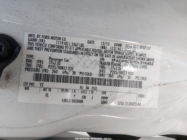 Продаж на аукціоні авто 2013 Ford C-max Energi Sel, vin: 1FADP5CU1DL516452, номер лоту: 46197244