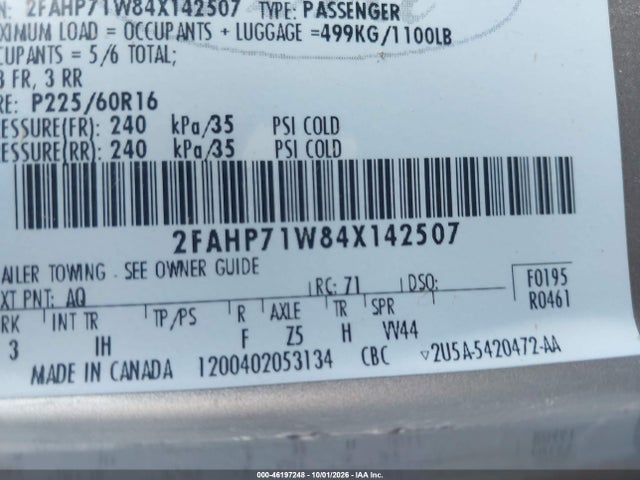 2004 Ford Crown Victoria Police მანქანა იყიდება აუქციონზე, vin: 2FAHP71W84X142507, აუქციონის ნომერი: 46197248