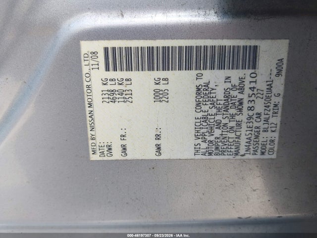 Aukcja sprzedaży 2009 Nissan Maxima 3.5 Sv, vin: 1N4AA51E39C835410, numer aukcji: 46197307