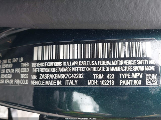 Aukcja sprzedaży 2019 Alfa Romeo Stelvio Ti Sport Awd, vin: ZASPAKBN6K7C42292, numer aukcji: 46197375