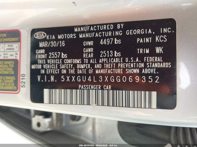 2016 Kia Optima Ex მანქანა იყიდება აუქციონზე, vin: 5XXGU4L3XGG069352, აუქციონის ნომერი: 46197452