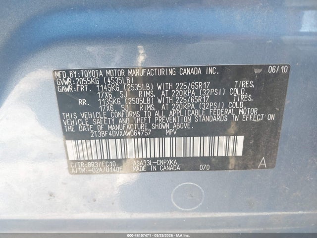 Продажа на аукционе авто 2010 Toyota Rav4, vin: 2T3BF4DVXAW064757, номер лота: 46197471