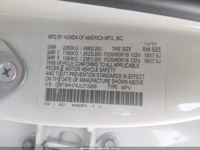 Aukcja sprzedaży 2018 Acura Rdx Advance Package, vin: 5J8TB4H74JL013268, numer aukcji: 46197483