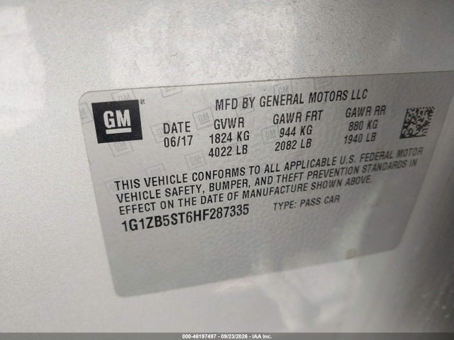 Chevrolet MALIBU LS 2017 1G1ZB5ST6HF287335 Image 9