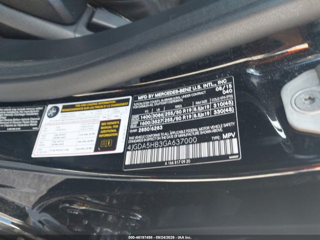 2016 Mercedes-benz Gle 350 4matic მანქანა იყიდება აუქციონზე, vin: 4JGDA5HB3GA637000, აუქციონის ნომერი: 46197498