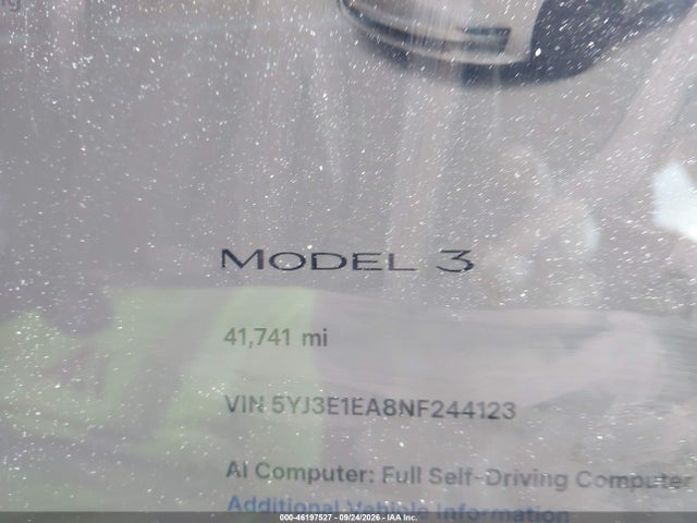 Aukcja sprzedaży 2022 Tesla Modelo 3 Rear-wheel Drive, vin: 5YJ3E1EA8NF244123, numer aukcji: 46197527