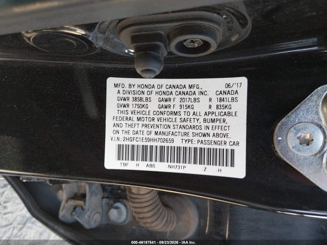 46197541 :رقم المزاد ، 2HGFC1E59HH702659 vin ، 2017 Honda Civic Si مزاد بيع