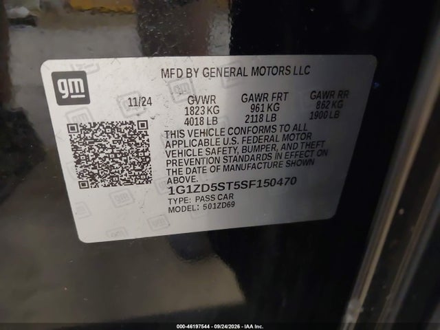 Продаж на аукціоні авто 2025 Chevrolet Malibu Fwd 1lt, vin: 1G1ZD5ST5SF150470, номер лоту: 46197544