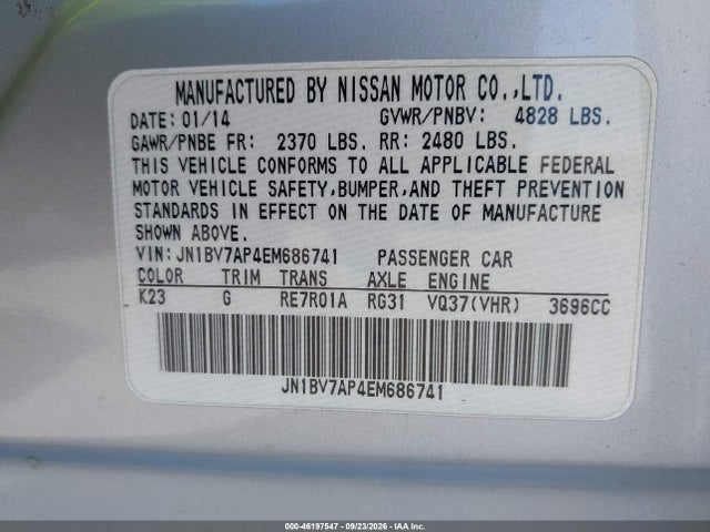 Infiniti Q50 2014 JN1BV7AP4EM686741 Image 9