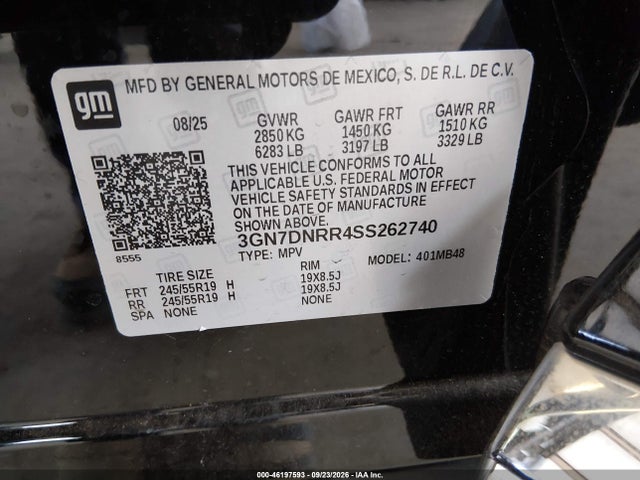 46197593 :رقم المزاد ، 3GN7DNRR4SS262740 vin ، 2025 Chevrolet Equinox Ev Lt 2 مزاد بيع