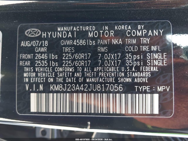 Hyundai TUCSON SE 2018 KM8J23A42JU817056 Image 9