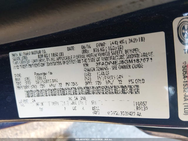 Ford FIESTA SE 2016 3FADP4EJ8GM183571 Image 9