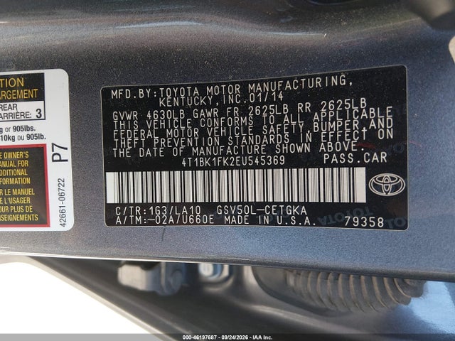 Продаж на аукціоні авто 2014 Toyota Camry Xle V6, vin: 4T1BK1FK2EU545369, номер лоту: 46197687