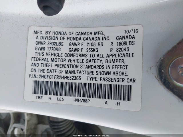 Honda Civic Ex-l 2017 2HGFC1F82HH632365 Image 9
