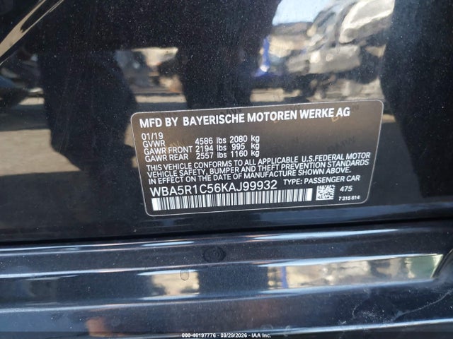 46197776 :رقم المزاد ، WBA5R1C56KAJ99932 vin ، 2019 Bmw 330i مزاد بيع