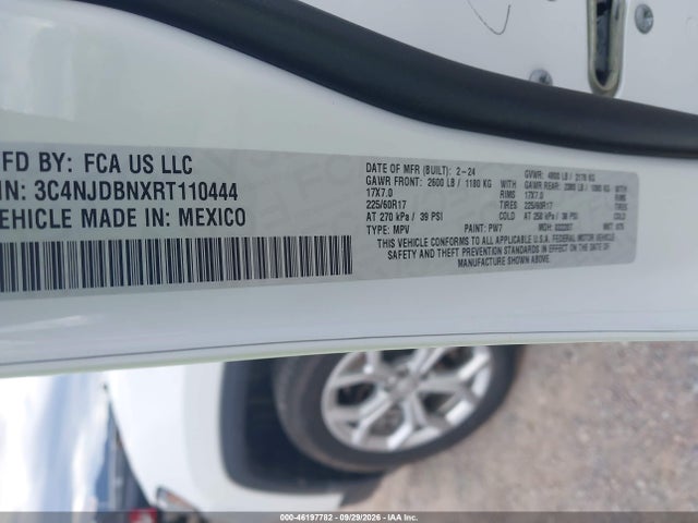 46197782 :رقم المزاد ، 3C4NJDBNXRT110444 vin ، 2024 Jeep Compass Latitude 4x4 مزاد بيع