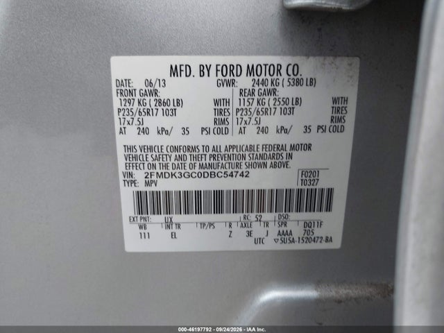 2013 Ford Edge Se მანქანა იყიდება აუქციონზე, vin: 2FMDK3GC0DBC54742, აუქციონის ნომერი: 46197792