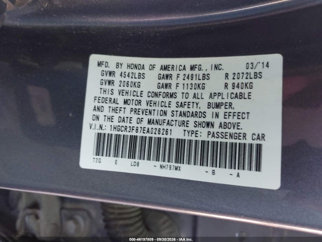 Honda Accord Ex-l 2014 1HGCR3F87EA026261 Image 9